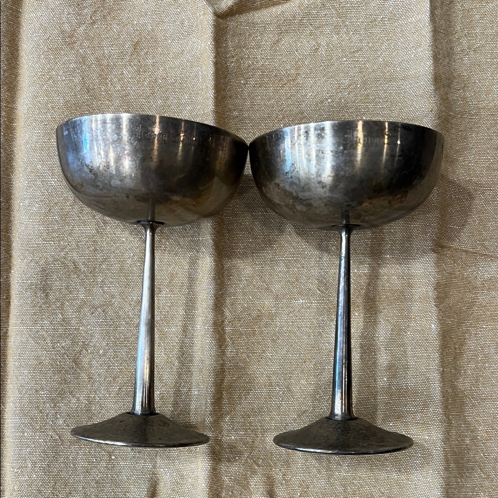 Set of Vintage Goblets with “Happy 25th” engraved
